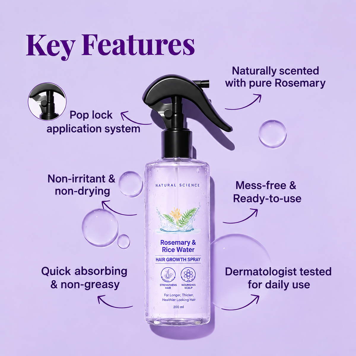 Rosemary & Rice Water Spray For Hair