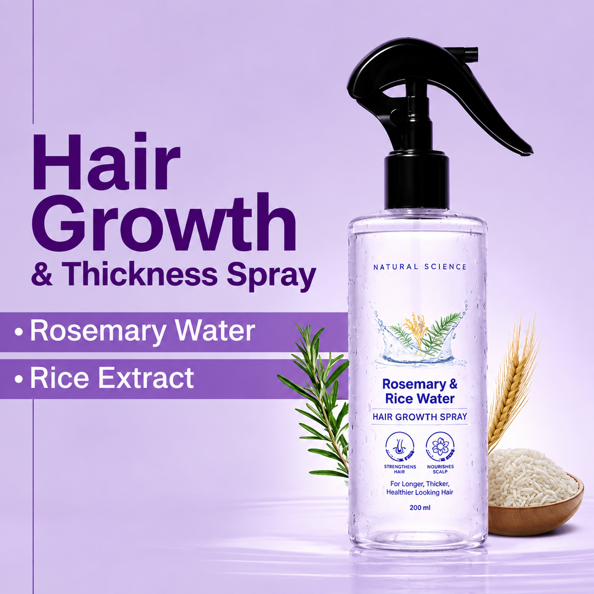 Rosemary & Rice Water Spray For Hair