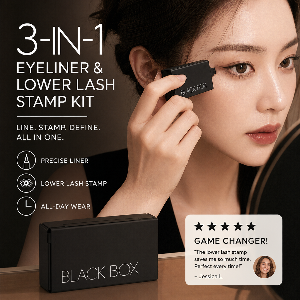 💄3‑in‑1 Eyeliner & Lower Lash Stamp Kit – Stamp perfect wings & lashes in seconds. Waterproof, smudge‑proof. No steady hand needed! 👁️🖌️